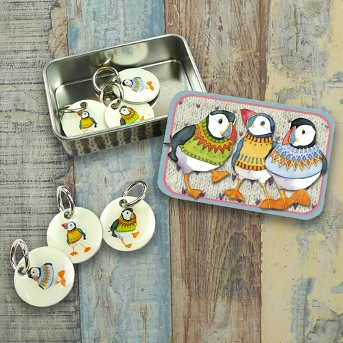Pocket Tin - Woolly Puffins incl. 6 maskemarkører
