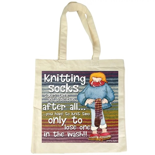 Cotton Canvas Bag - Knitting Socks...
