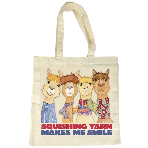 Cotton Canvas Bag - Happy Alpacas Squising Yarn