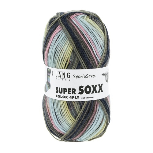 Super Soxx Color 4 Ply fv. 500 Light Blue/Rose/Lime