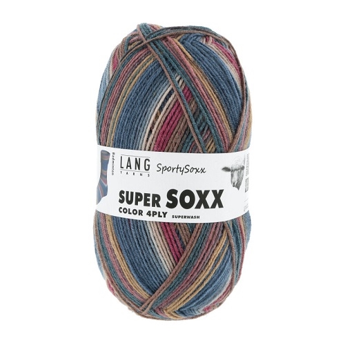 Super Soxx Color 4 Ply fv. 501 Dark Blue/Fuchsia/Brown