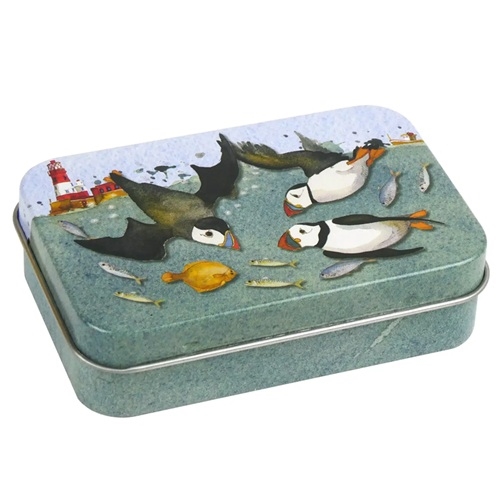 Mini Rectangular Tin - Diving Puffins