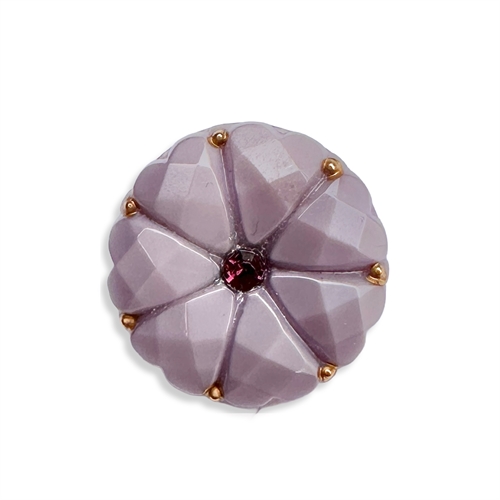 Glasknap - Dahlia lilla, simili, guld - 18 mm