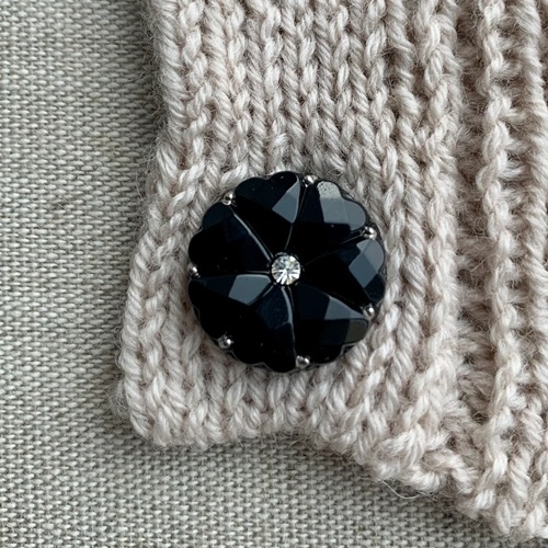 Glasknap - Dahlia sort, klar simili, guld - 18 mm