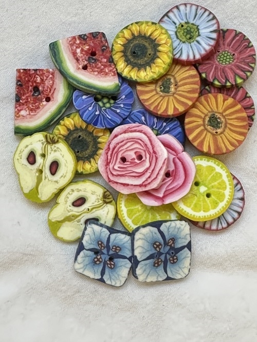 Hamilton knapper - blomster og frugt - ca. 15 mm