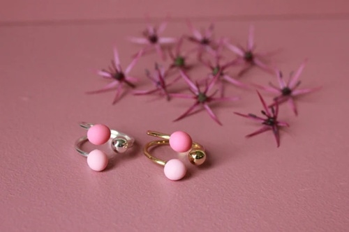 Oh Deer Kugle fingerring Pink/Bubblegum-Forgyldt messing