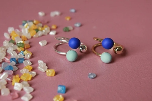 Oh Deer Kugle fingerring Koboltblå/lys blå-Forgyldt messing