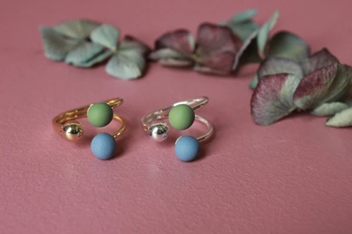 Oh Deer Kugle fingerring Mosgrøn/gråblå