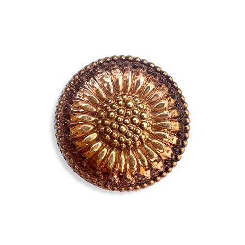 Glasknap - Solsikke - guld 26 mm