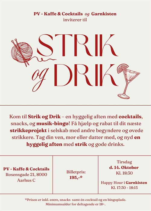 PV og Garnkisten - Tirsdag d. 14. oktober kl. 18.30-22.00