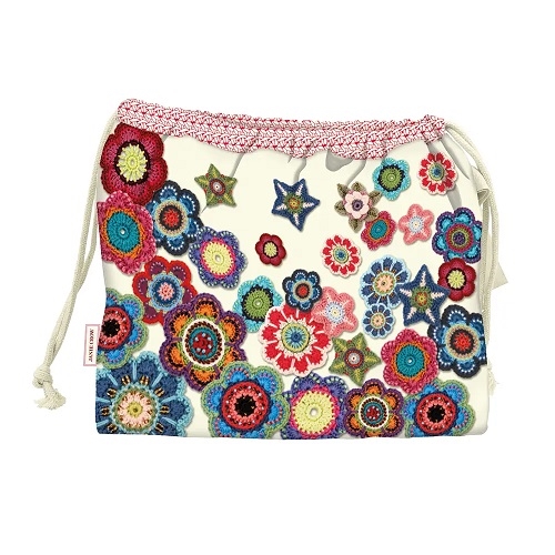 Drawstring Bag - Crochet Motifs