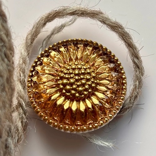 Glasknap - Solsikke - guld 26 mm