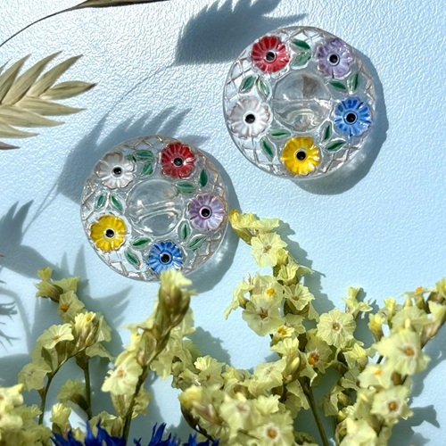 Glasknap - Rosenhave klar - 22 mm