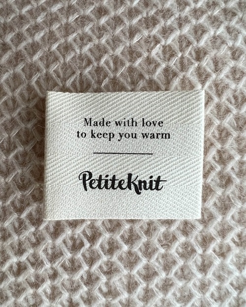 PetiteKnit -Label - "Made with love to keep you warm"